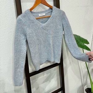 Majestic Filatures Deluxe Tricot French 100% Cashmere baby blue cozy sweater XS